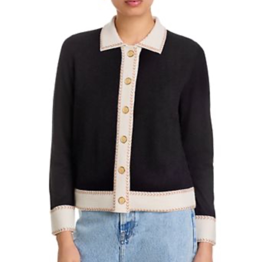 C by Bloomingdale's Contrast Trim Cashmere Cardigan XL and XXL NWT